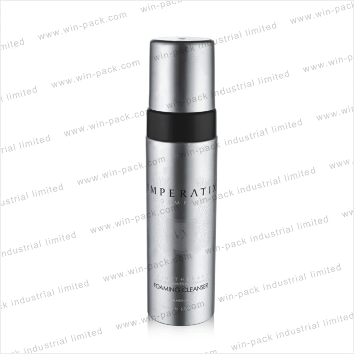 200ml Cosmetic Empty Silver Round Plastic Lotion Bottles Container with Pump and Cap