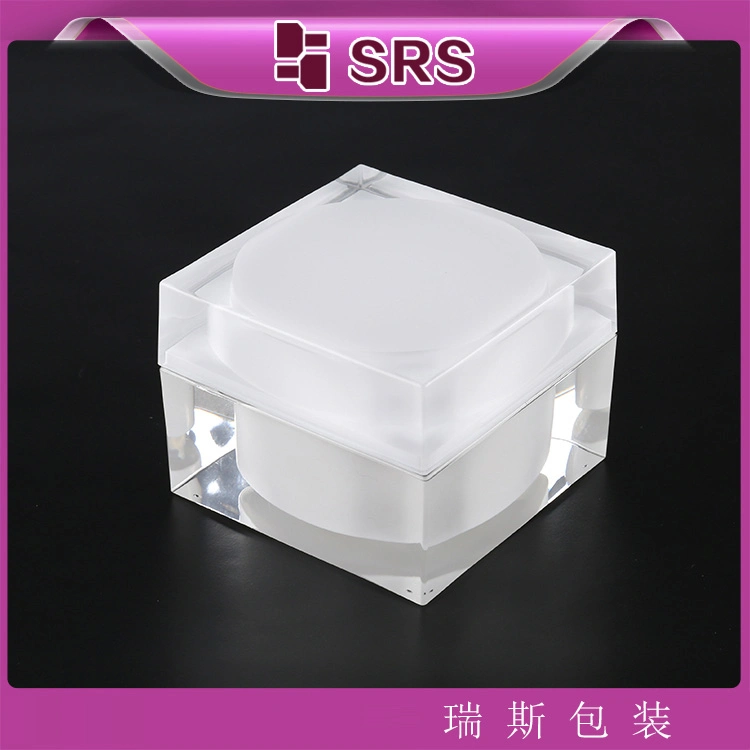 Empty Cosmetic Packaging Square White Cosmetic Plastic Jar 30g