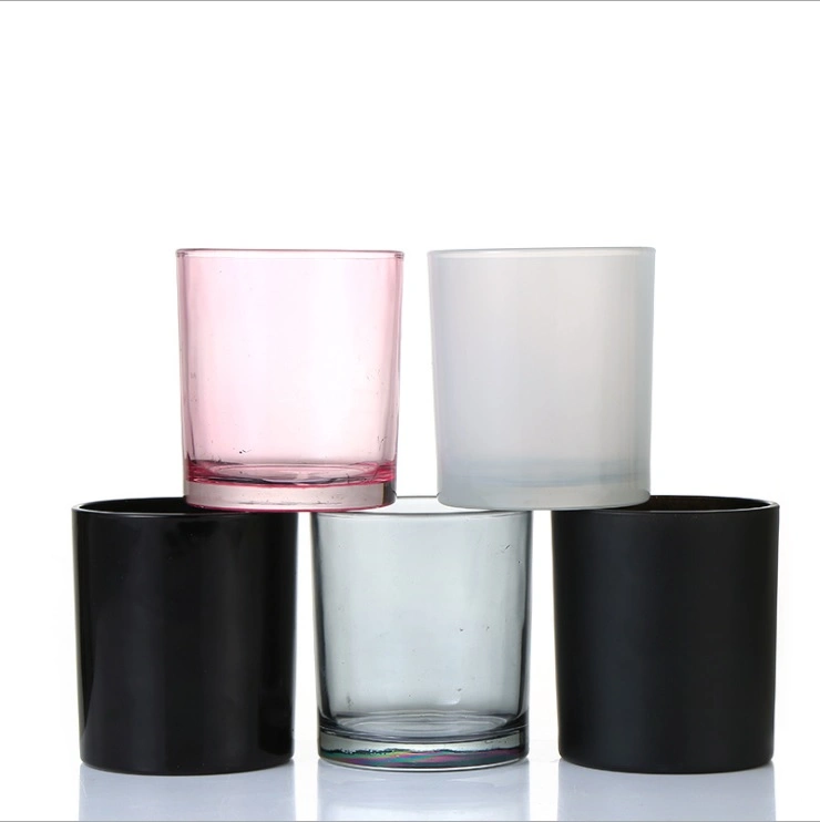 Frosted Handmade Glass Candle Jars Colored Candles Holders Luxury Glass Candle Holder
