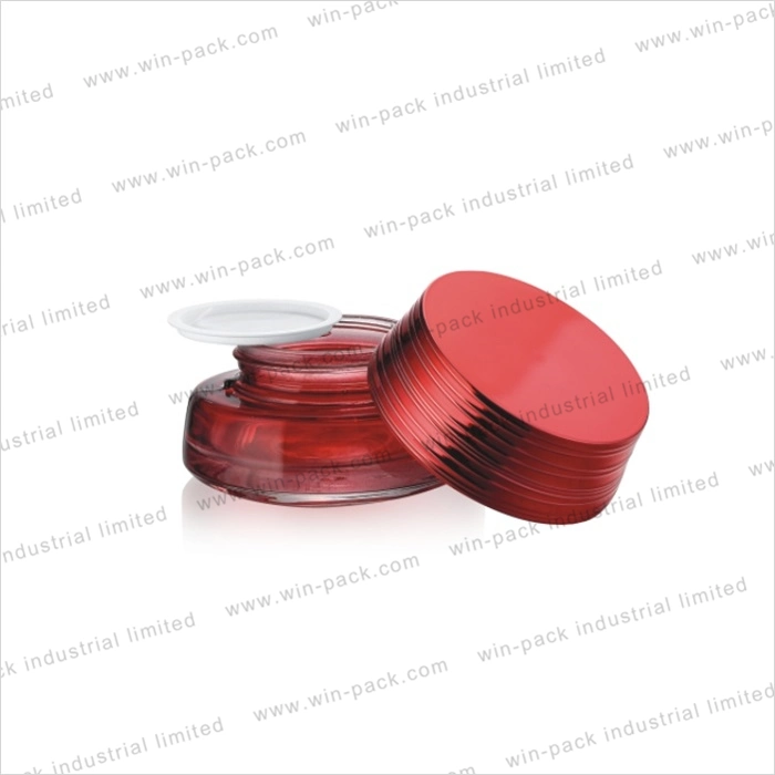 Luxury Red Color Empty Pretty High Quality Glass Jar for Cream Cosmetic 50g 100g Cream Jar Luxury Jar Cosmetic Jar