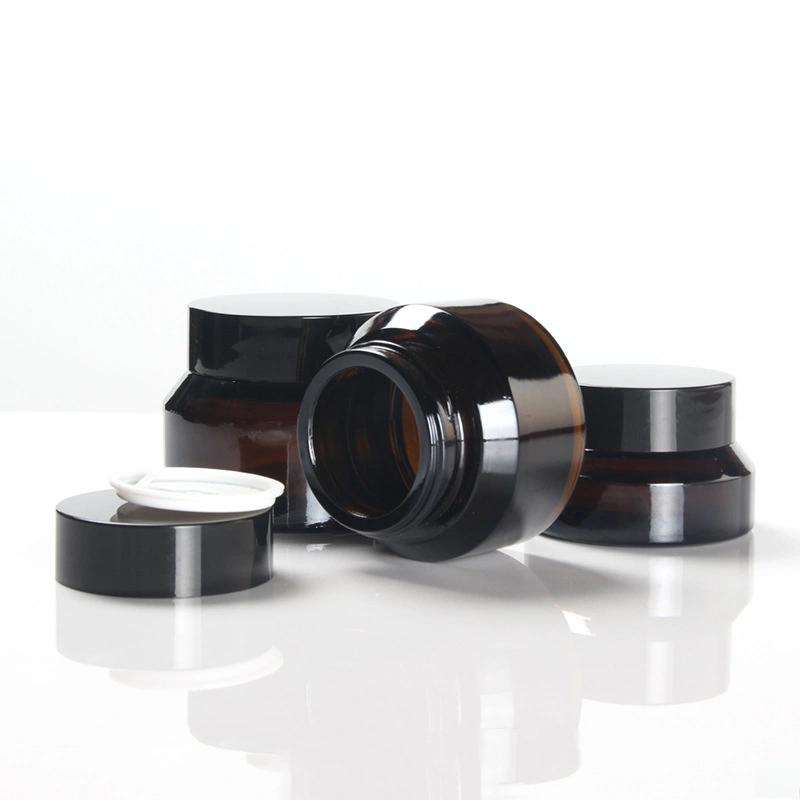 Wholesale 0.67oz/1oz/1.67oz Obblique Shoulder Amber Glass Face Cream Jars