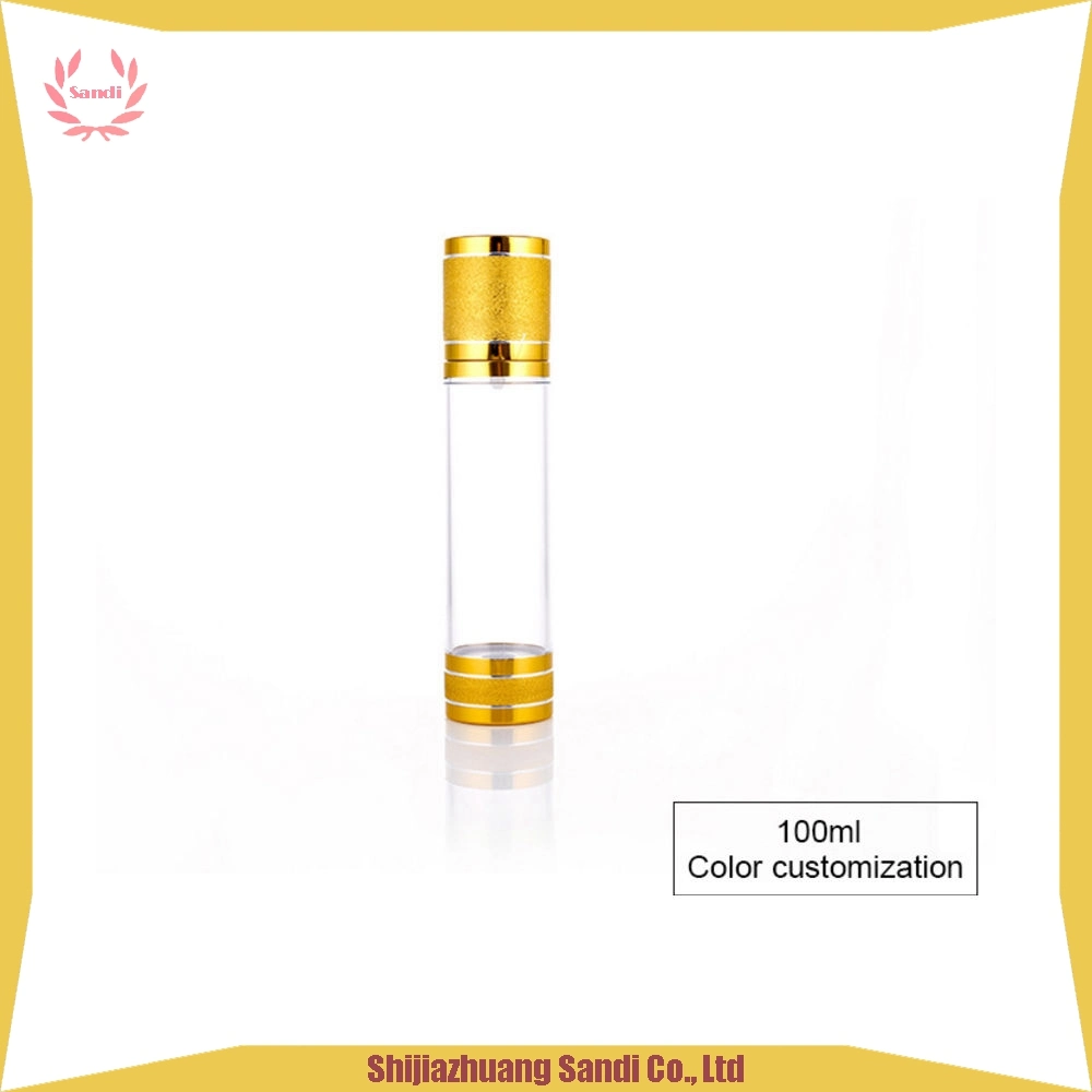 Wholesales Plastic Cosmetic Packaging Sand Luxury Gold Airless Pump Bottle