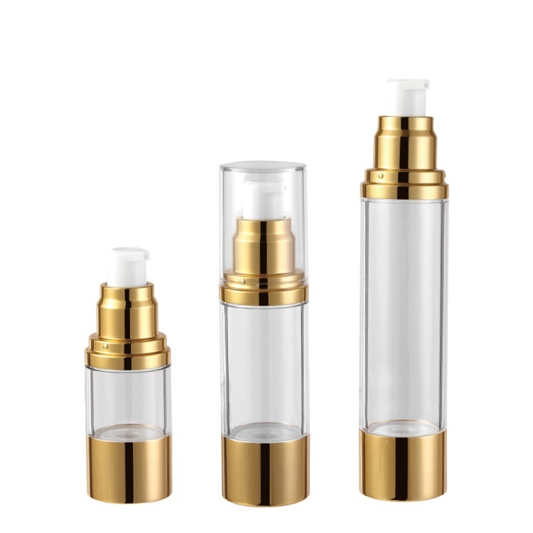 as Round Pump Gold Airless Bottle Plastic Bottle for Skin Care
