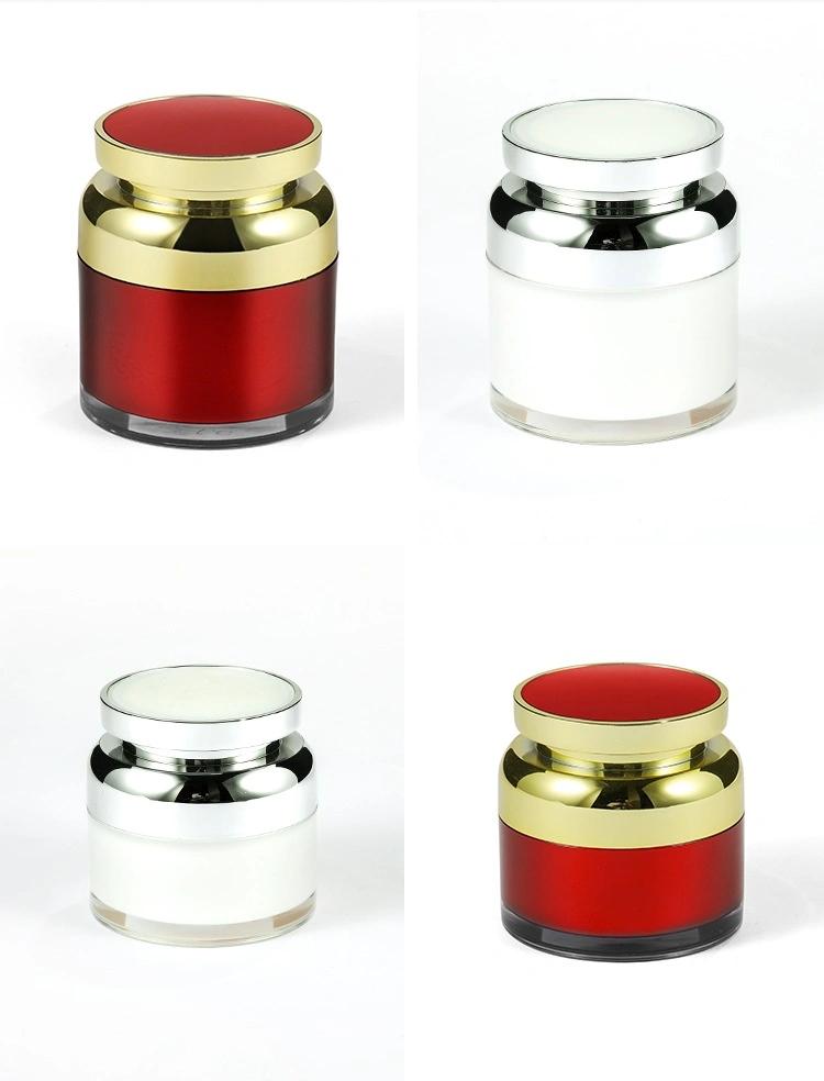 Wholesale cosmetic packaging 30g 50g White Red Acrylic Cosmetic Cream Jar for skin care product
