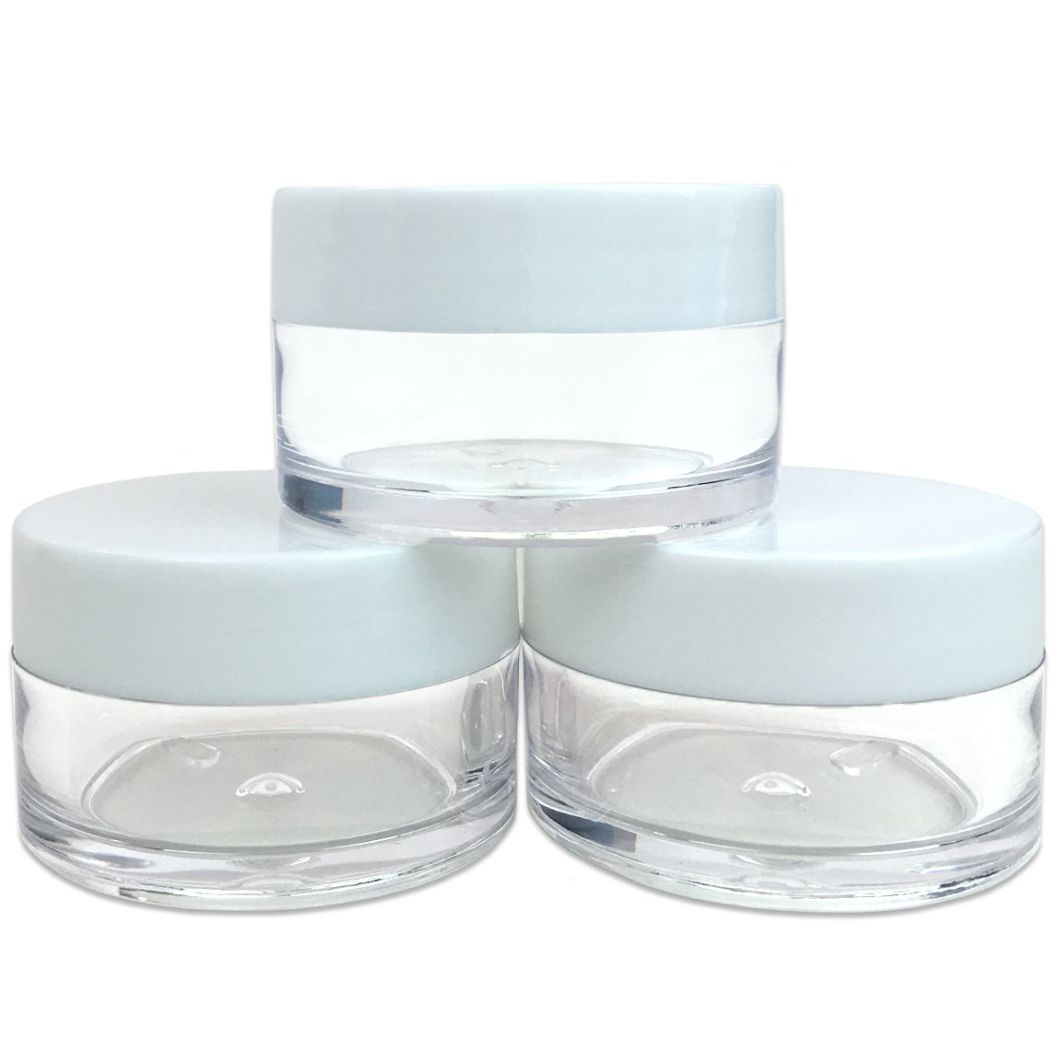 Empty Clear 20g Plastic Wide Mouth Cosmetic Jars with White Screw Cap