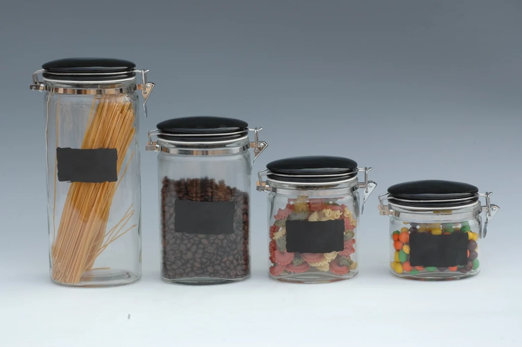 Glass Candy Jars for The Sugar and Food with The Stainless Cover