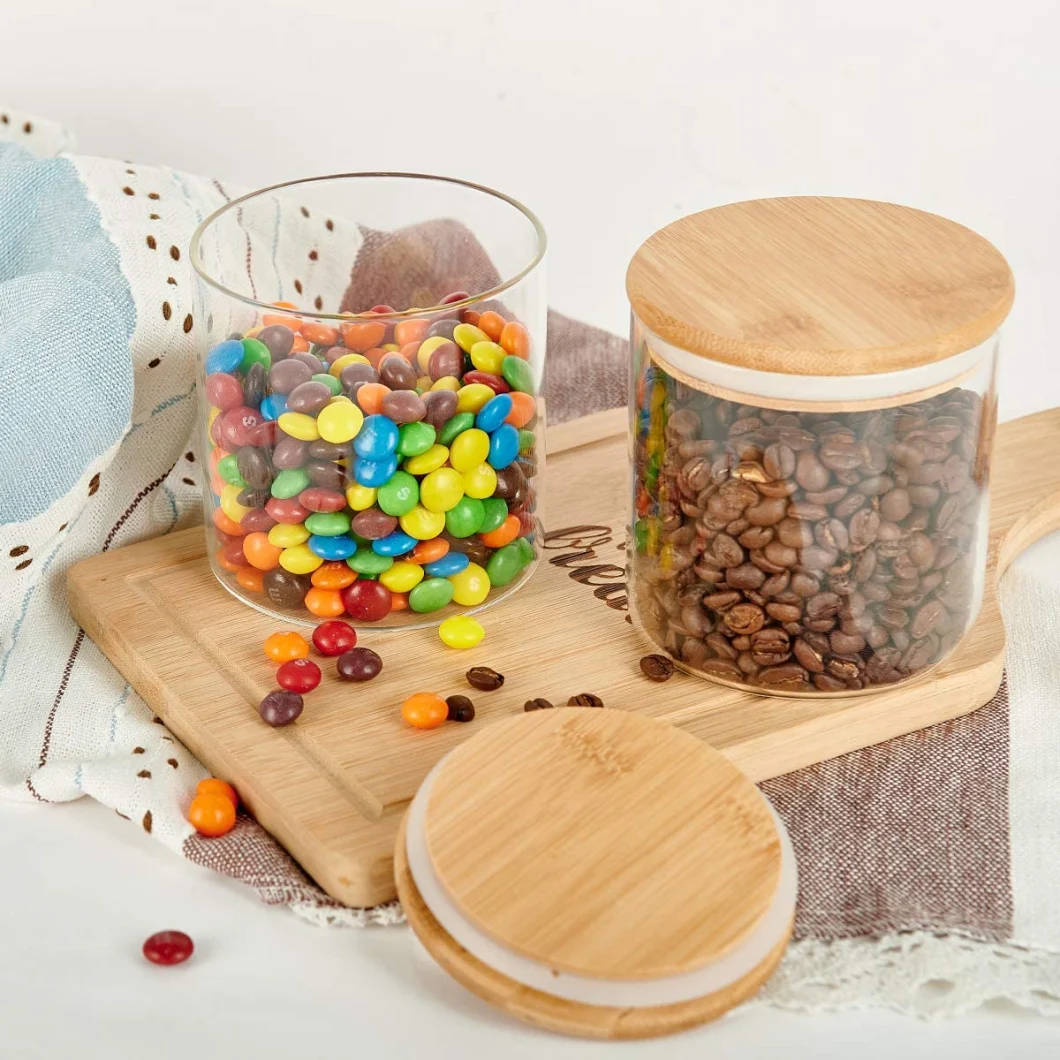 Glass Food Storage Jars with Airtight Bamboo Lids High Borosilicate Glass Candy Jars