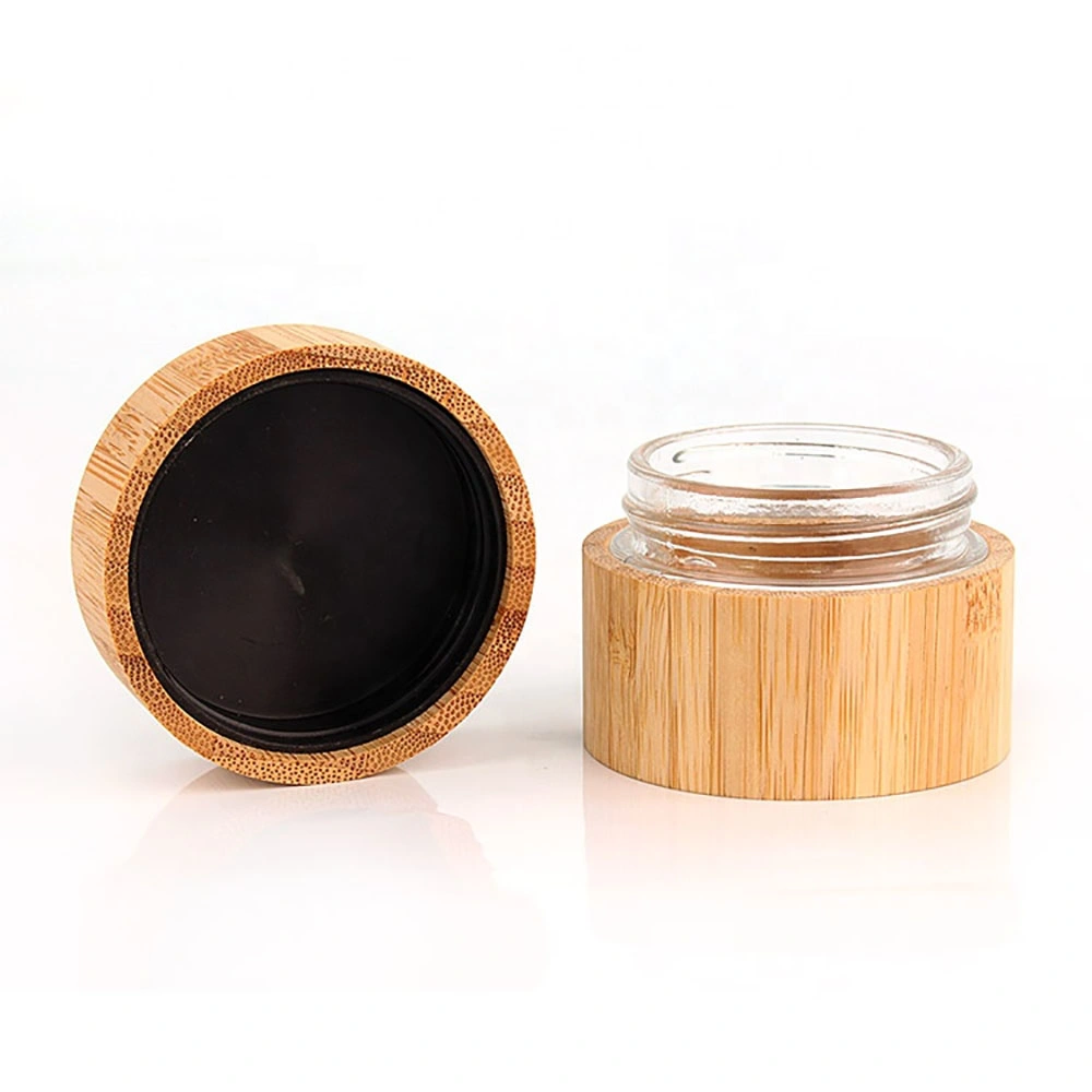 30g Round Wooden Plastic Cream Jar Bamboo Skincare Cream Glass Jar