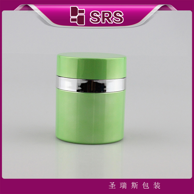 SRS Empty Cosmetic Round Shape Green Color 50ml Airless Cream Jar