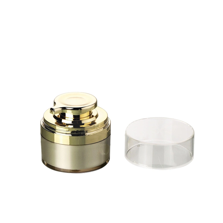 Beauty Lotion Cream Container Airless Jar 30g Gold Color Custom Logo Airless Pump Cream Jar