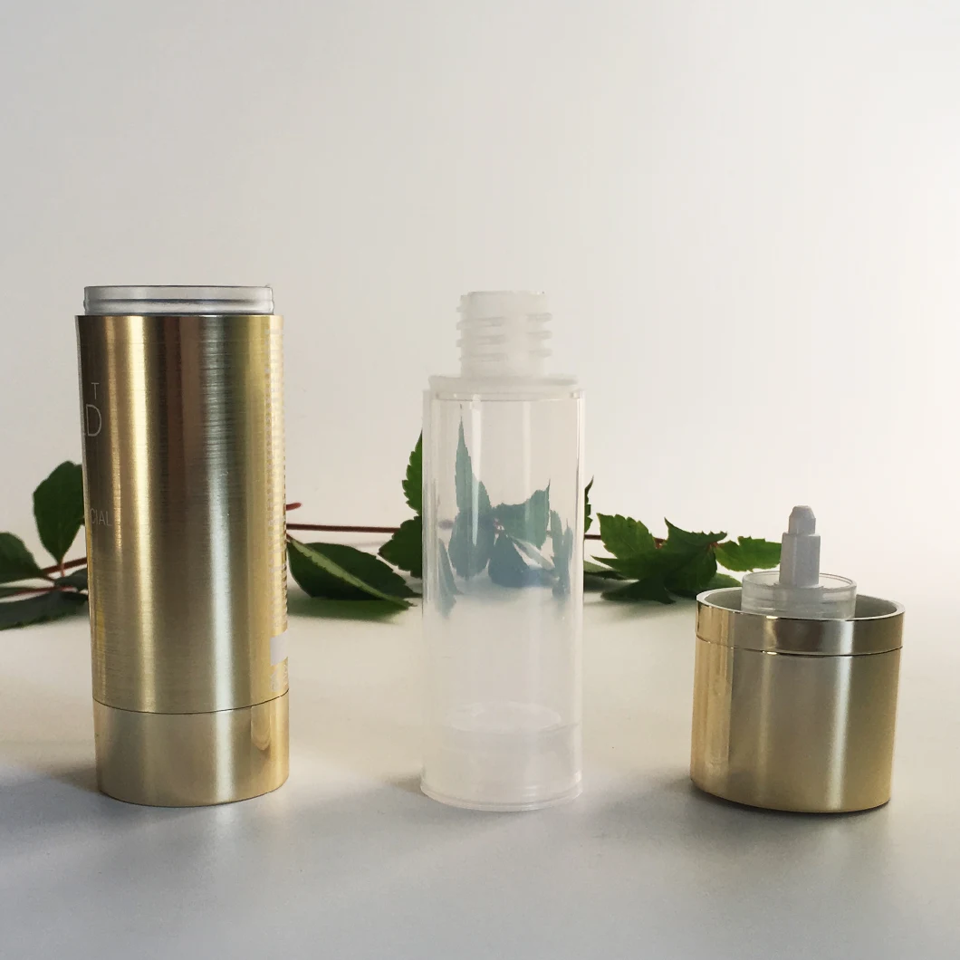 Luxury Golden as Airless Lotion Bottle Plastic Bottle for Cosmetic Packaging