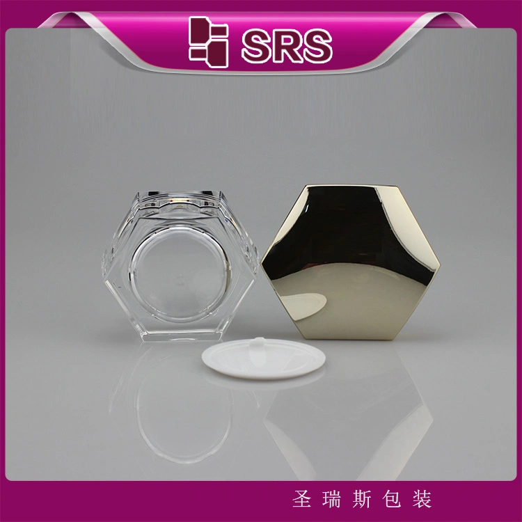 Acrylic Luxury Hexagon Face Cream Jars with Lid