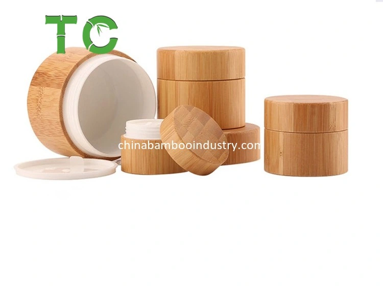 Hotsale Refillable Eco Bamboo Shell PP Inner Cream Jars Bottles Container Sample Storage with Screw Cap