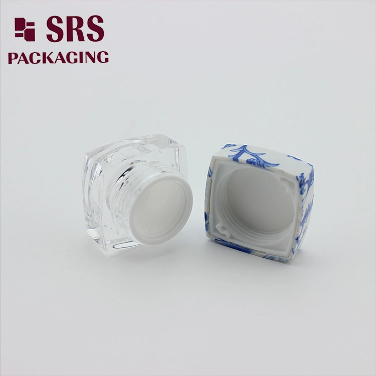 SRS Wholesale Square Acrylic Printed Cosmetic Jars 10g