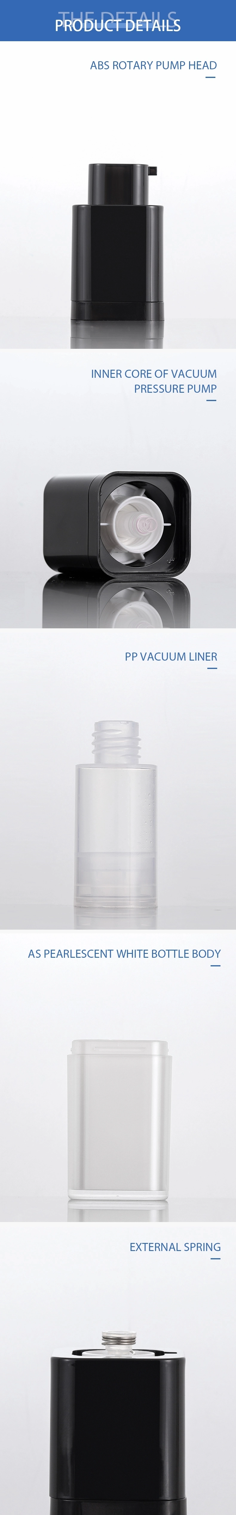 15ml PP Material Lotion Bottle White Bottle Body Cosmetic 50ml Black Airless Pump Bottle 30ml