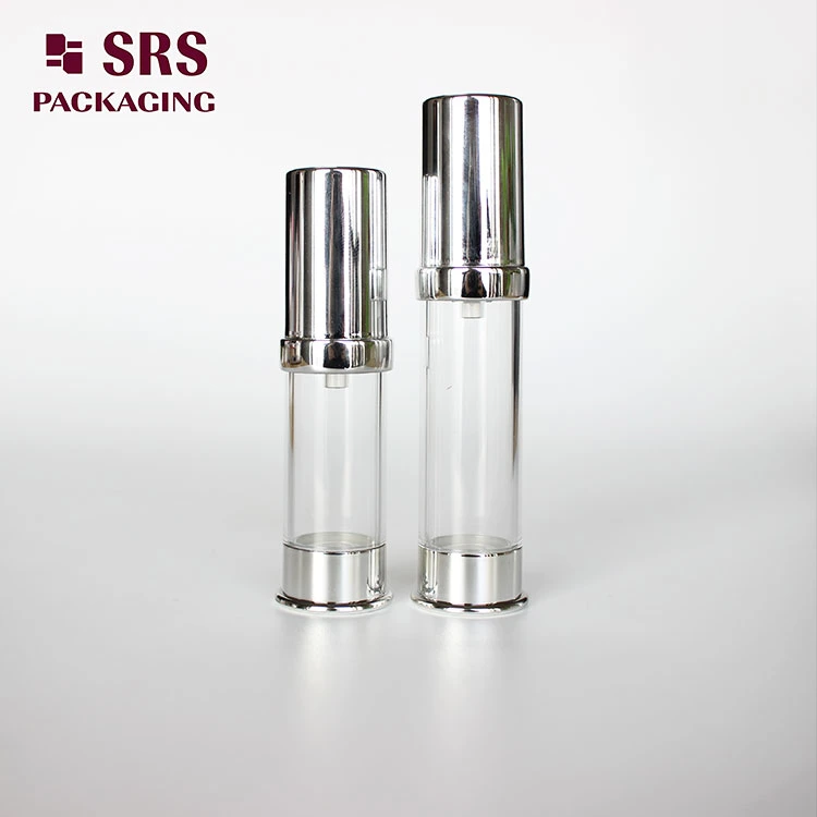 Empty Silver Round Sample 5ml 10ml Airless Cosmetic Containers