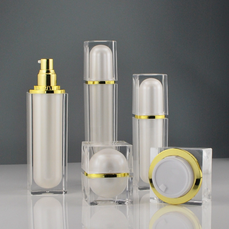 Luxury Plastic Acrylic Jar Bottle Gold Cosmetic Bottle Jar Empty Cosmetic Packaging