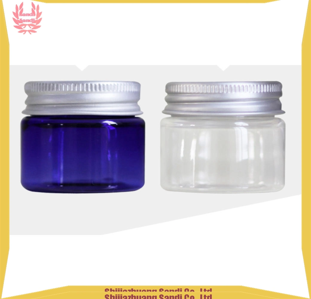 Transparent Round Recycled Plastic Cosmetic Jars with Alu. Lid