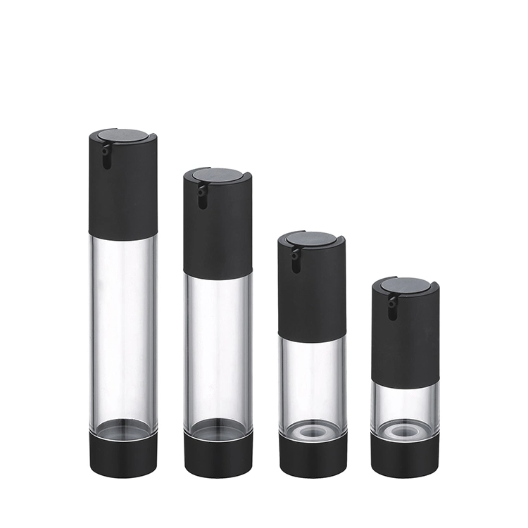 Elegant Matte Black 30ml 50ml 100ml Clear Plastic Airless Lotion Pump Bottles