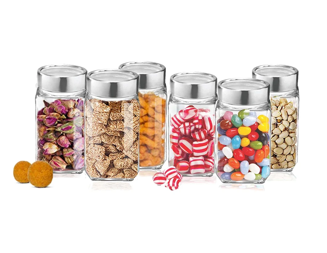 1000ml Square Glass Jars Glass Food Storage Jars for Candy Biscuits