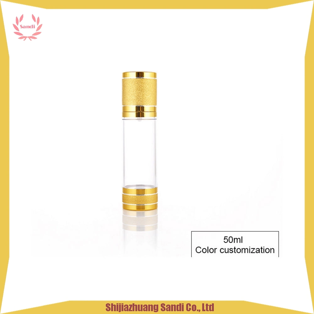 Wholesales Plastic Cosmetic Packaging Sand Luxury Gold Airless Pump Bottle