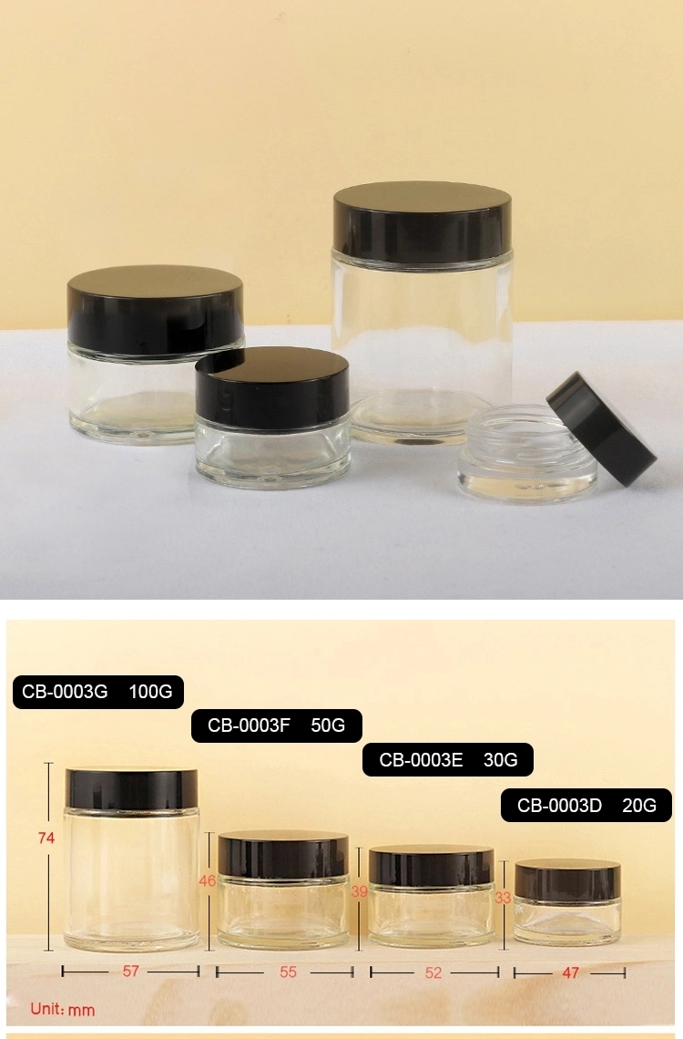Luxury 10g Facial Clear Glass Cosmetic Packaging Cream Jars