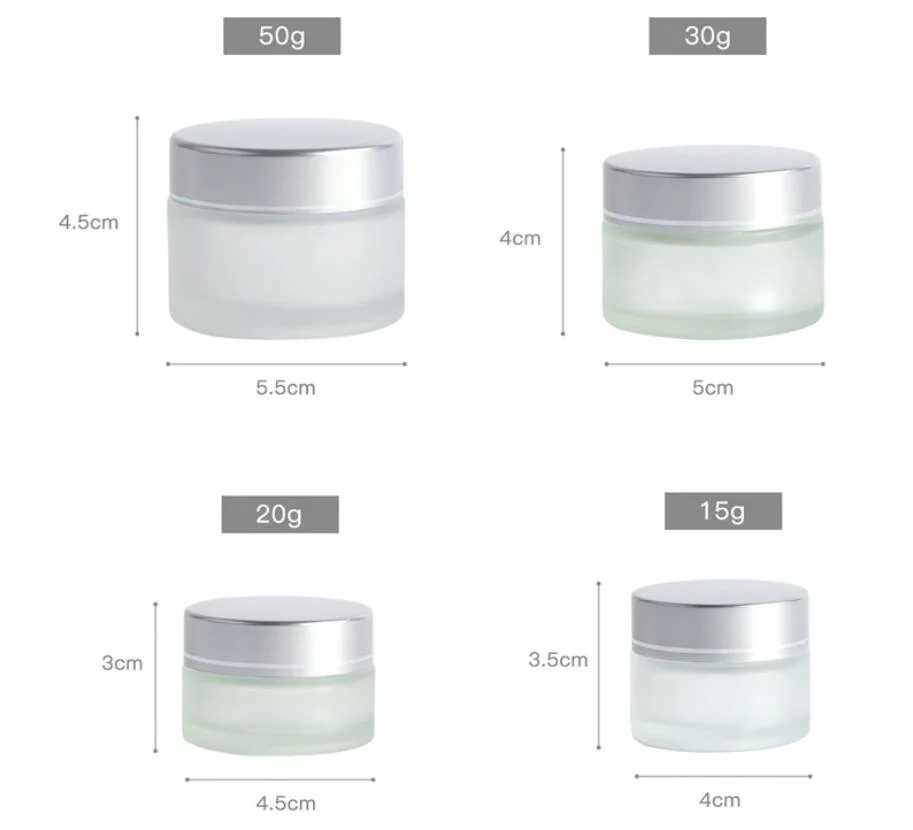 Frosted Glass Cosmetic Packaging Jar with Aluminum Cap Luxury Glass Cosmetic Bottle Jar