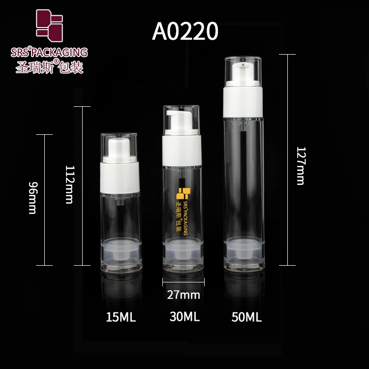 A0220 Lotion Spray 15ml 50ml 1oz Airless Pump Bottle with White Pump