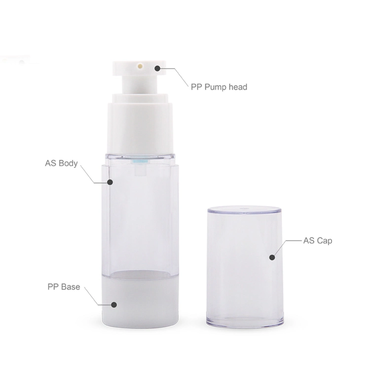 Clear Airless Bottle Transparent Airless Lotion Bottle Travel Plastic Cap