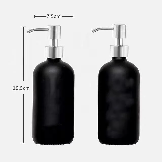 500ml 16oz Boston Black Glass Bottle with Airless Foam Pump