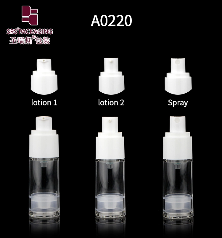 A0220 Lotion Spray 15ml 50ml 1oz Airless Pump Bottle with White Pump