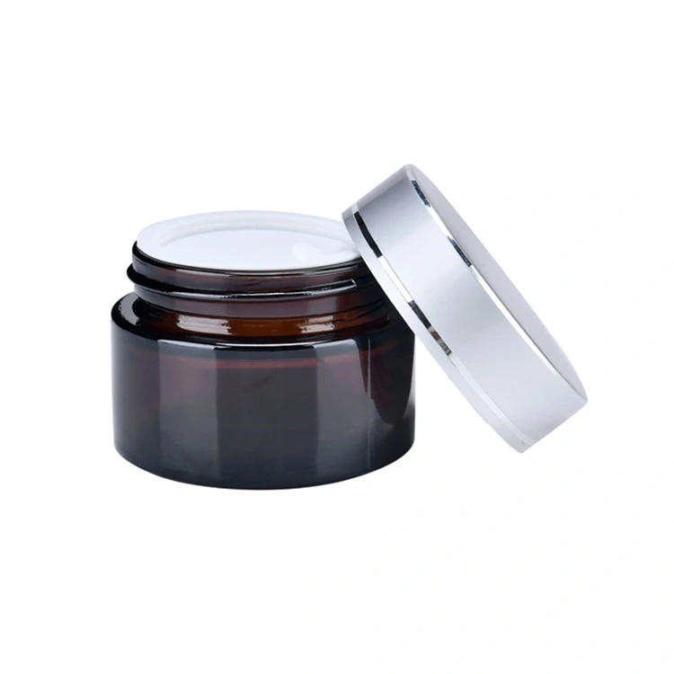20g Straight Side Aluminum Cap Glass Skin Care Cream Amber Glass Jars for Cosmetic