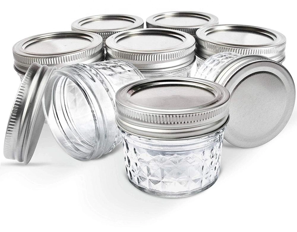 4oz 120ml Diamond Shaped Glass Jars Wide Mouth Mason Jar Glass Canning Jars with Seal Lids
