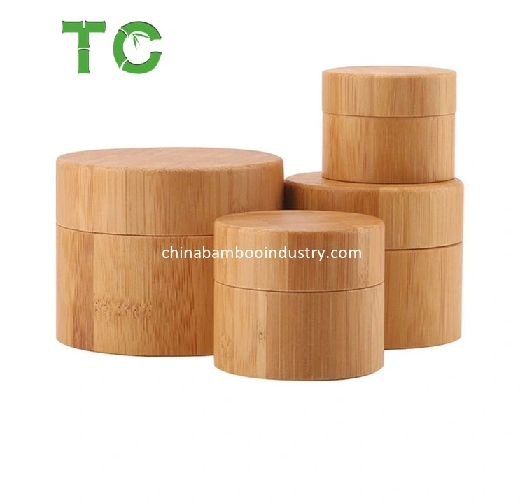 Hotsale Refillable Eco Bamboo Shell PP Inner Cream Jars Bottles Container Sample Storage with Screw Cap