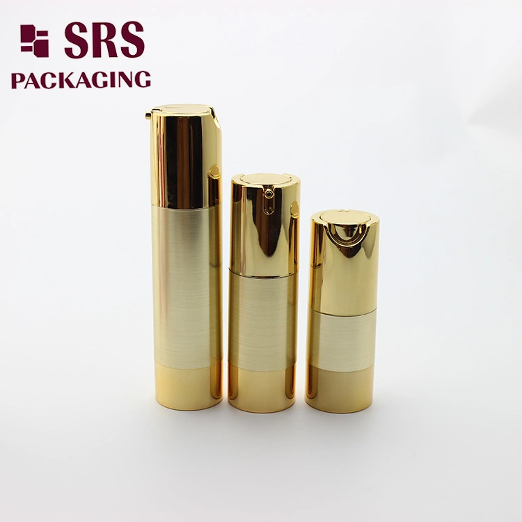 Gold Airless Pump Bottle 15ml 30ml 50ml Lotion Serum Bottle