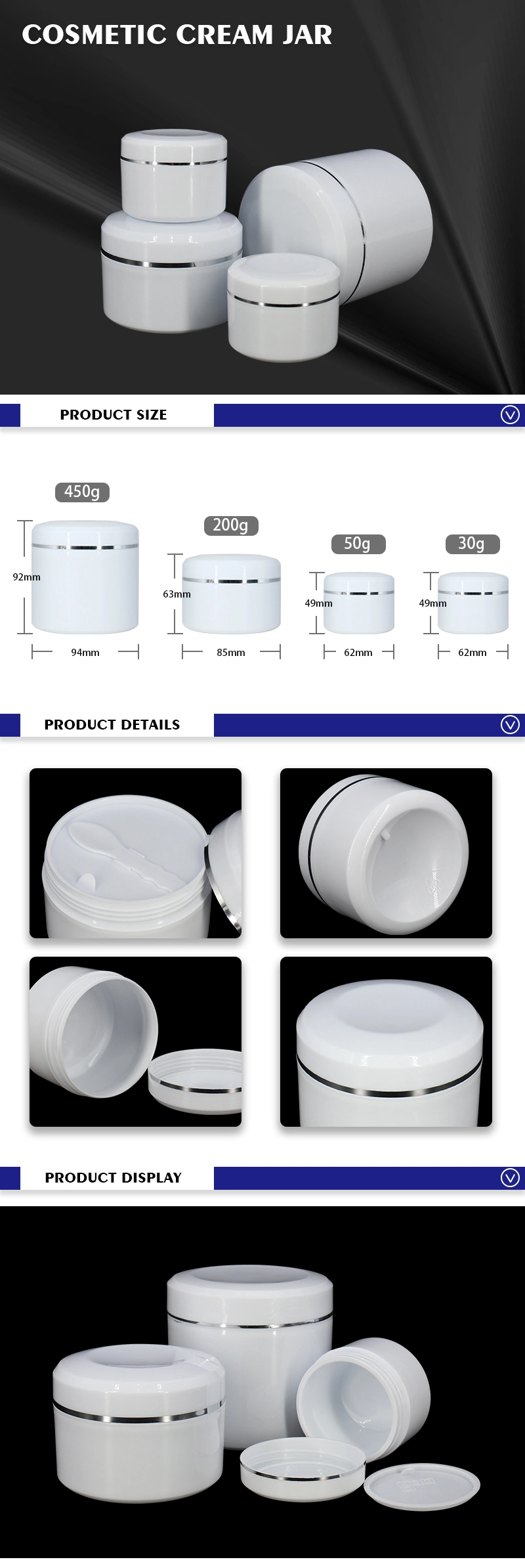 Wholesale White Empty Plastic Cosmetic Packaging Cream Jar