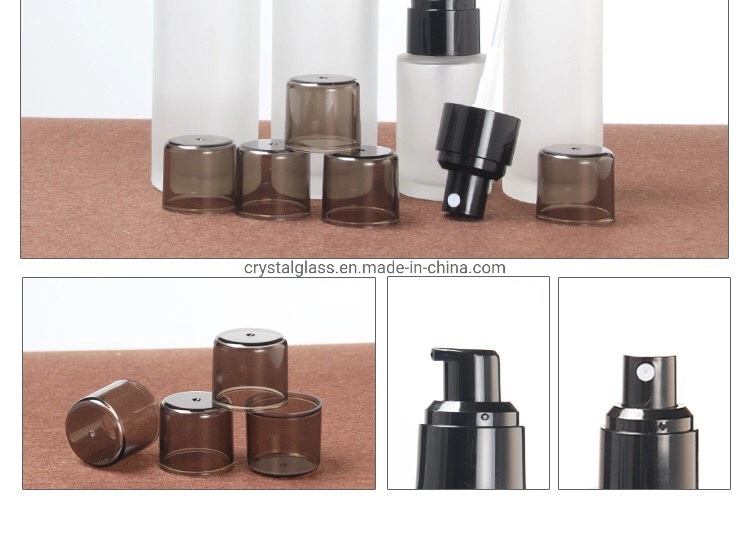 China Glass Lotion Pump Bottles with Black Pump Head and Caps