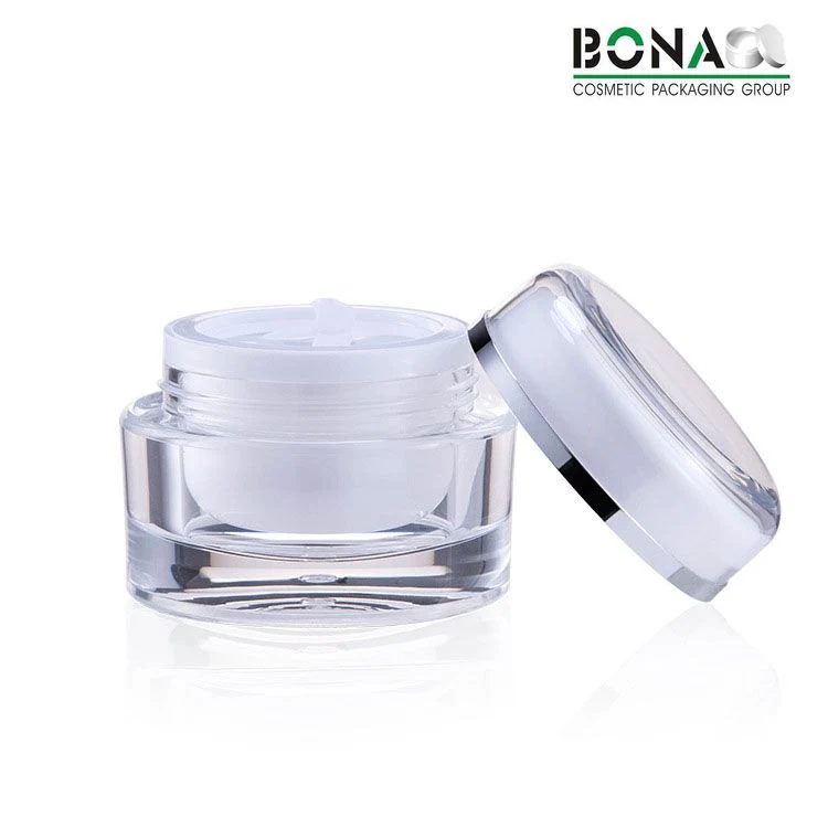 2017 Luxury Acrylic Double Jar White Jar for Cosmetic Packaging