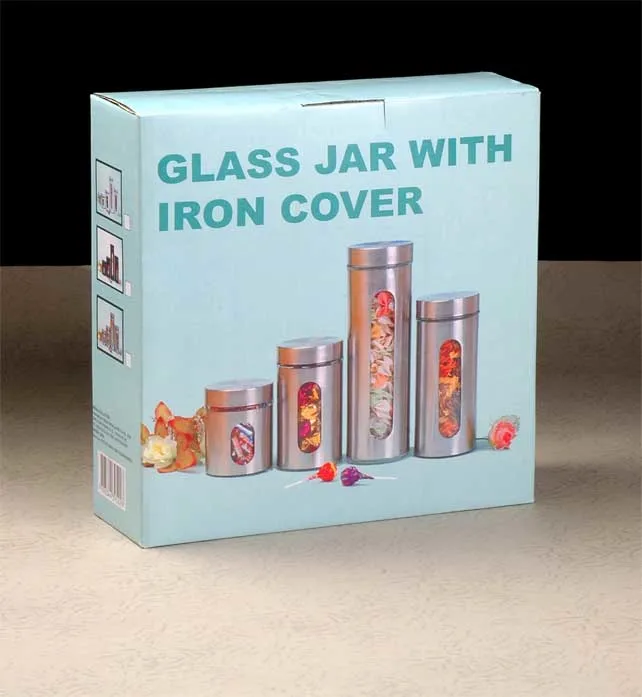 Glass Candy Jars for The Sugar and Food with The Stainless Cover