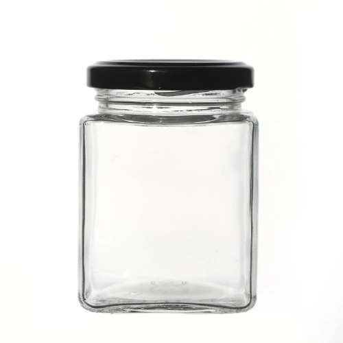 Glass Jar Suppliers Empty Square Metal Lids Airtight 100ml 280ml 380ml 500ml Glass Jars in Bulk