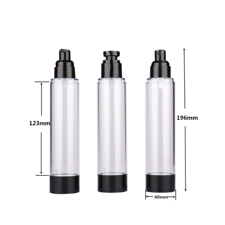 15ml 30ml 50ml 100ml Black Round Cosmetic Plastic Pump Airless Bottle