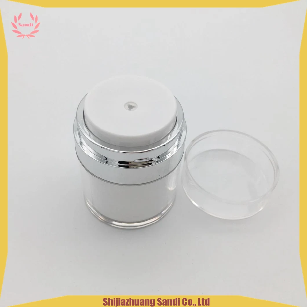 Pump, Round Shape Transparent Plastic Beauty Face Cream Acrylic Empty Airless Jar