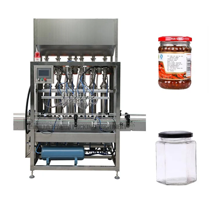 Piston Tomato Paste Bottle Filling Sealing Machine / Ketchup Sauce Bottling Labeling Line