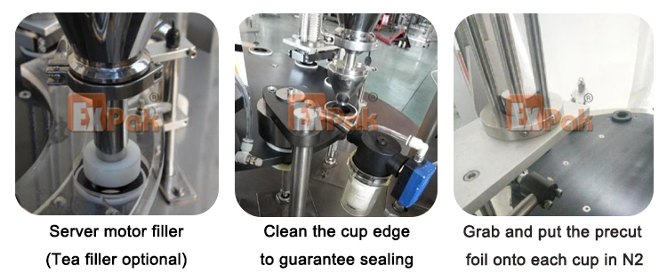 K Cup Coffee Capsule Cup Filling Sealing Machine with Press Powder Function