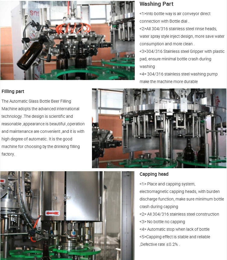 Glass Bottle 500ml 330ml 500ml Carbonated Beer Filler and Capper Equipment Production Line