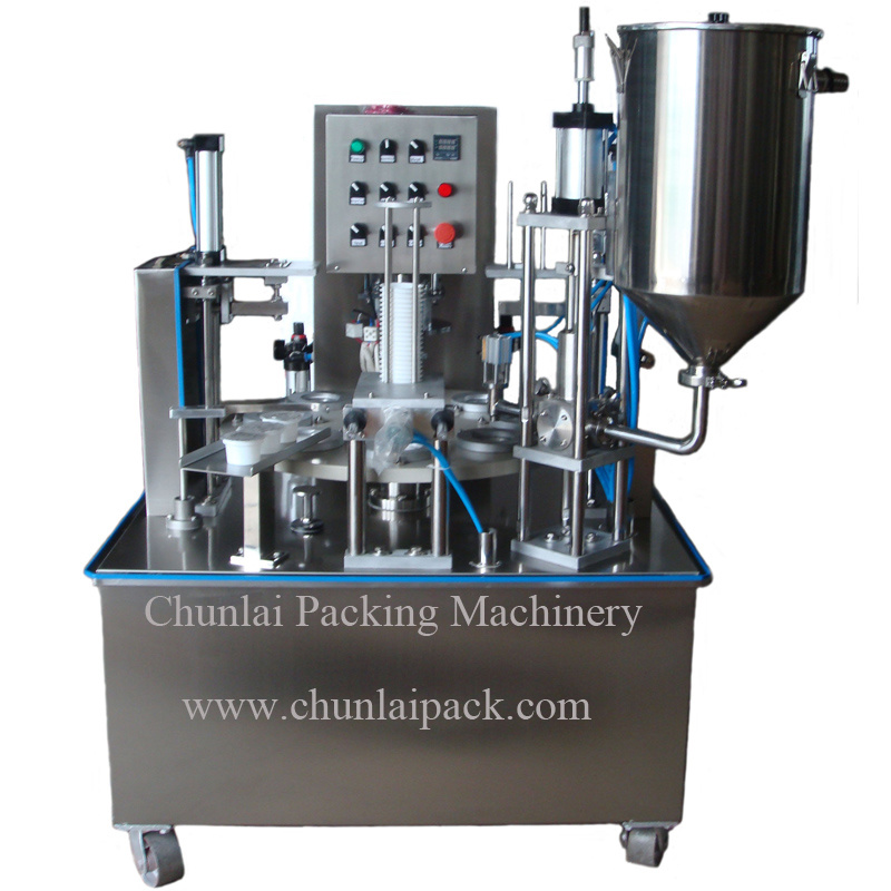 Factory Price Automatic Rotary Curd Cup Filling Equipment Pudding Cup Filling Sealing Machine