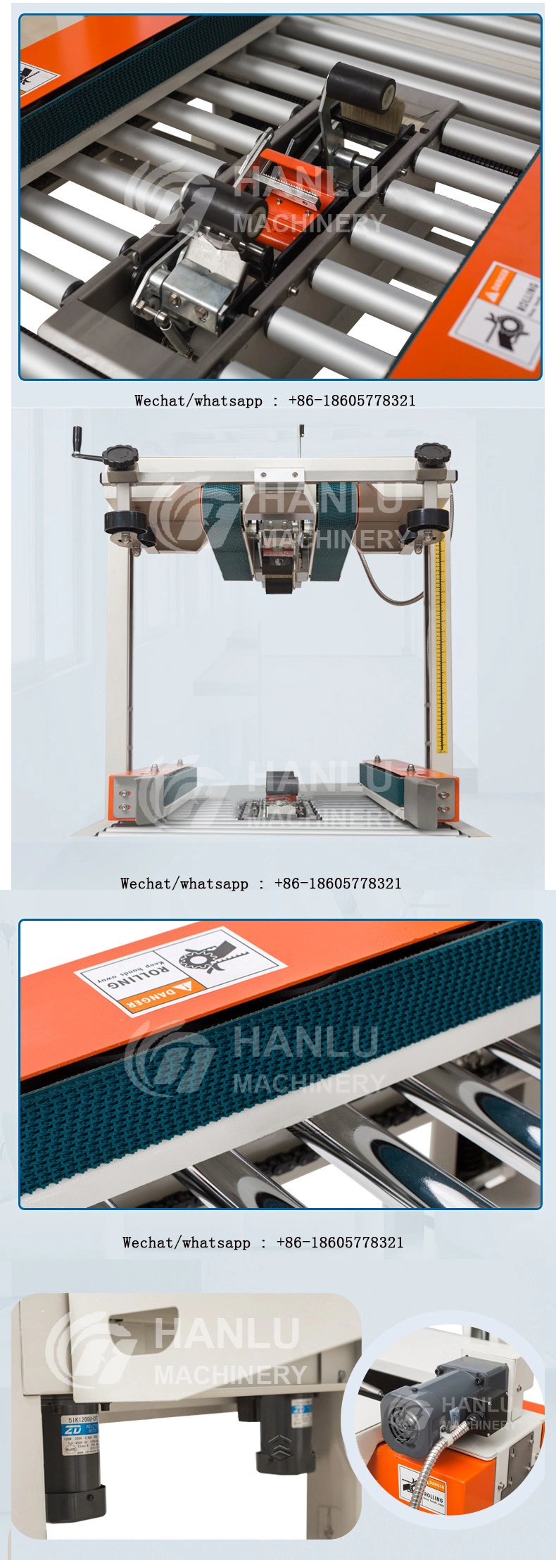 Semi Automatic Carton Sealer Side Conveyor Belt 220V Sealing Machine (Top&side conveyor)