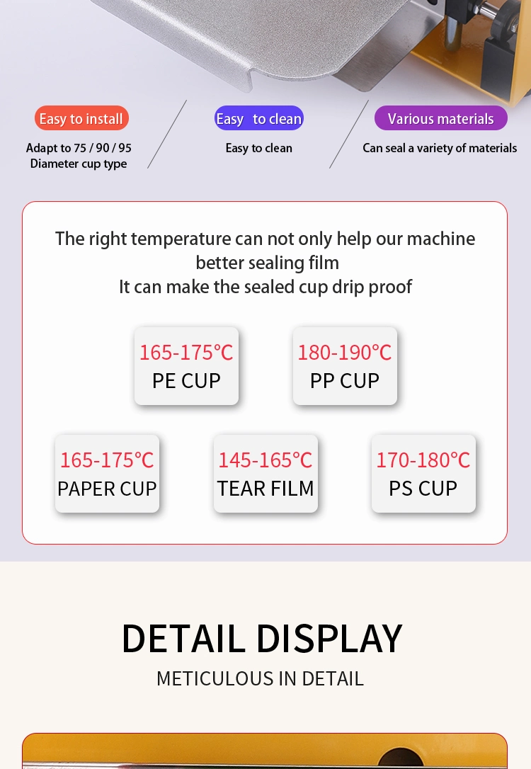 Yellow Hand Counting Cup Sealer with Counter Manual Counting Cup Sealing Machine