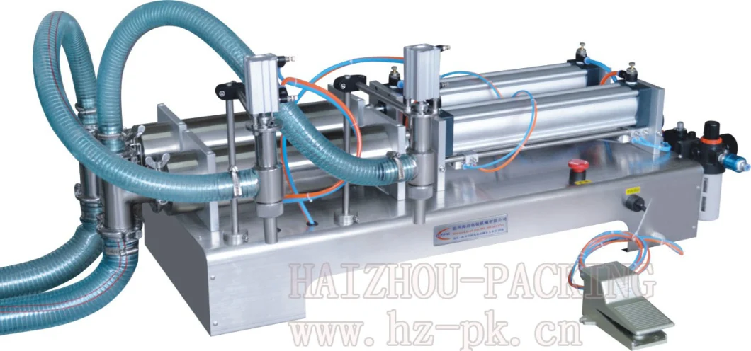 10-100ml Pneumatic Horizontal Double Head Liquid Filling Machine Filler