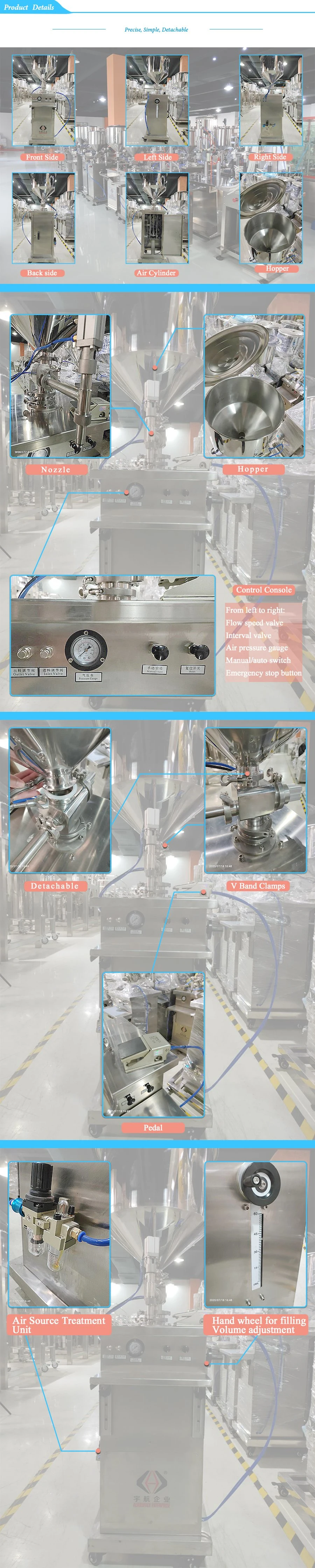 Stainless Steel Pneumatic Semi Automatic Liquid Bottle Filling Machine